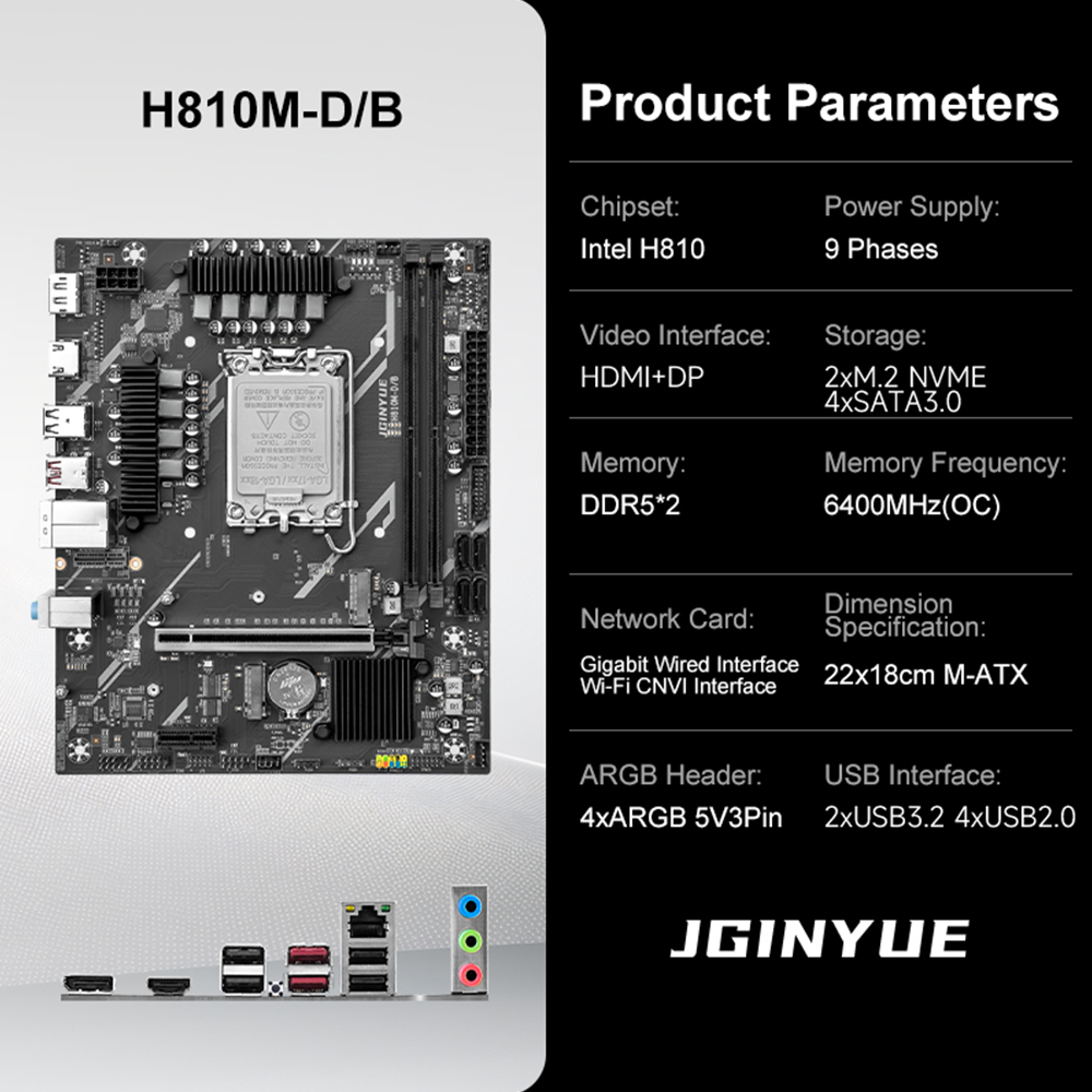 Scheda madre JGINYUE H810 Inte - Ddr5 64Gb recensione e prezzo